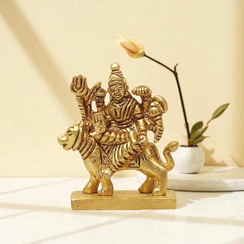 Image of SHANTI Brass Durga MATA Idol /Murti for Puja Room Height:- 2.5 Inch (DU2813)