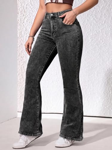 Image of Tagas High Waist Bootcut Fit Denim Jeans for Women | Stretchable Slim Fit Flared Jeans|Relaxed Fit Pant|Jeans for Womens|