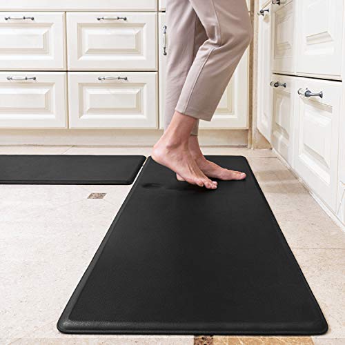 SIXHOME Kitchen Mat Set of 2 Anti Fatigue Standing Mat for Kitchen, Office, Laundry Room and Stand-up Desks Black
