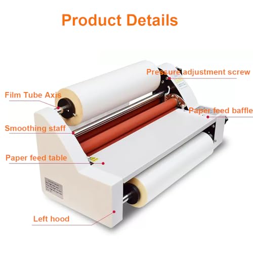 18inch Laminating Machine with a Laminating Film Roll Office Presentation Laminators Hot Cold Roll Laminator Single Dual Sided Thermal Laminating Machine Commercial Photo Laminator School Office Use
