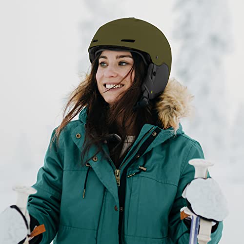 Retrospec Zephyr Ski & Snowboard Helmet For Adults - Adjustable With 9 Vents - Abs Shell & Eps Foam - Matte Olive - Large 59-62Cm #TOP6