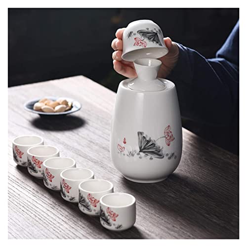 Ensemble de pots à saké en céramique RWRAPS avec tasse et chauffe-plat - 4