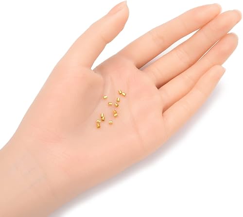 Miniatura 2 de Adabele - 300 cuentas sueltas de plata esterlina chapada en oro auténtico, de 0.079 pulgadas, tubos pequeños y lisos (agujero de 0.069 pulgadas)