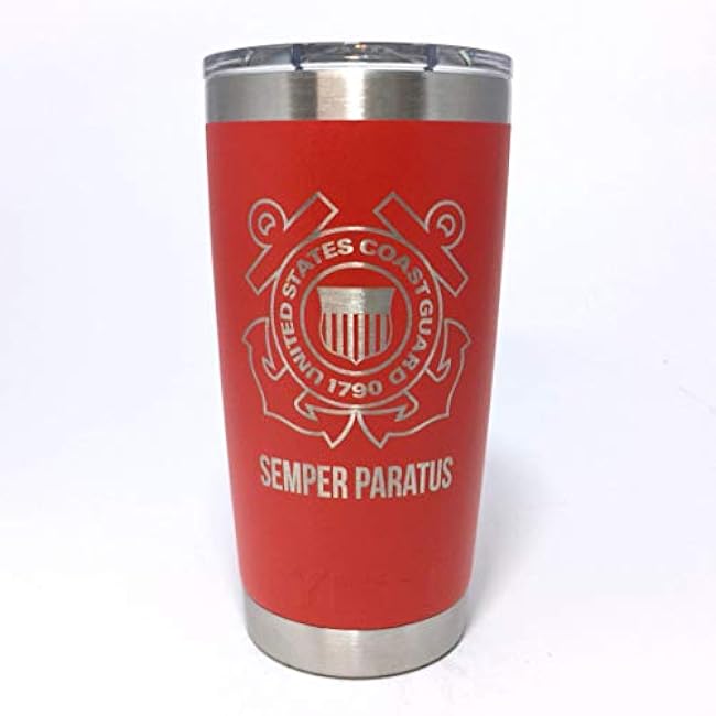 Yeti Tumbler Engraved w/Coast Guard Seal, Laser Engraved Stainless Steel Tumbler With Your Choice Of NEW DuraCoat Colors - NOT A STICKER