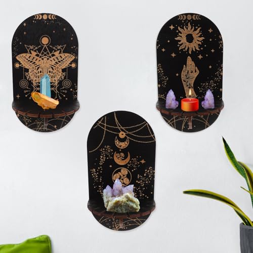 Estantería de madera álamo negra premium para colgar decoración boho 8