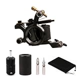 Machine à tatouer - 10 bobines - Noir - 25 mm - Poignées en silicone de 28 mm - Kit de tatouage 5F 5R - Pour liner Shader - 2 styles (Shader Kit) pour débutants