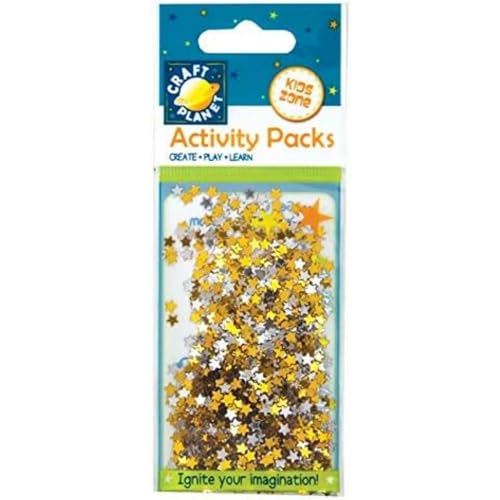 Craft Planet Glitter Stars 5g Gold & Silver Colours 6mm, Shiny Sparkly Shapes, Craft Supplies, Scrapbooking, Card Making, Table Confetti, Decorative Paper Craft Detail, Star Sequins, Apply With Glue