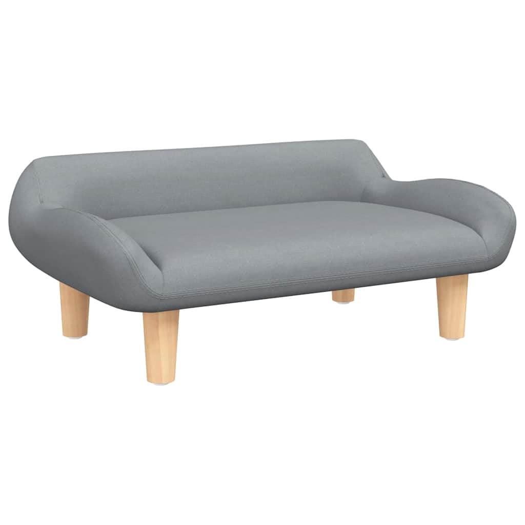 Legowisko dla małych psów, sofa dla zwierząt domowych z drewnianą ramą, miękka sofa dla psa, 70 x 40 x 24 cm, jasnoszare