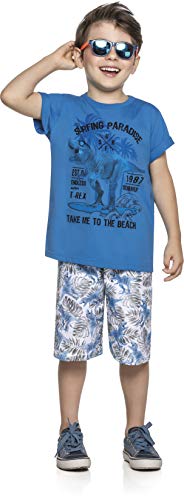 Conjunto bermuda e camiseta, WRK, Meninos, Azul Turqueza, 4