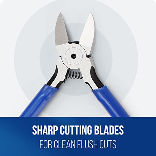 Image of WORKPRO 2-Pack Wire Cutters, 6 Inch Precision Flush Cutters, Side Cutters | 2-Piece Diagonal Cutters with Carbon Steel, Ergonomic Handles for Crafts, Jewelry Making, Electronics, 3D Print, Floral