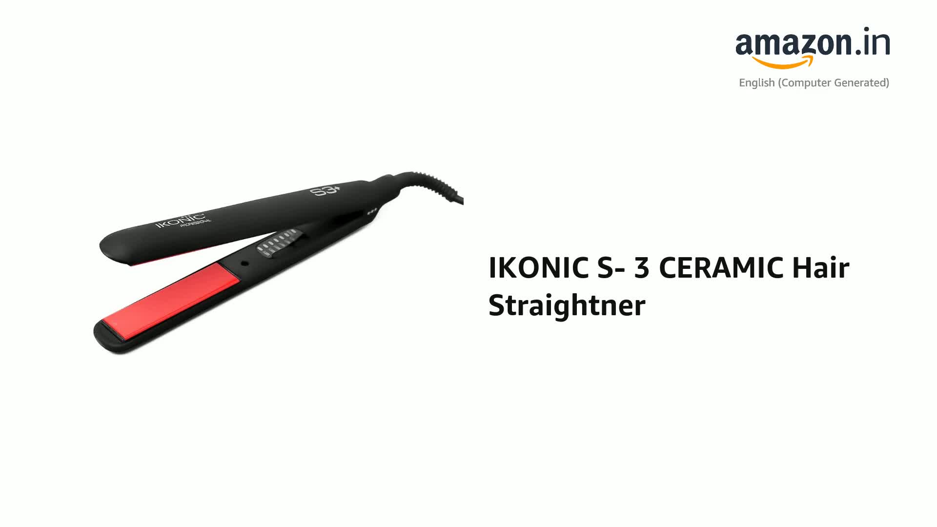 Ikonic S3+ Hair Straightener, Black & Red, Professional Ceramic