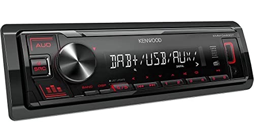 Kenwood KMM-DAB307 - USB-Autoradio mit DAB+/UKW (Soundprozessor, USB, AUX, 4x50 Watt, Tastenbeleuchtung rot, inkl. DAB+ Antenne)