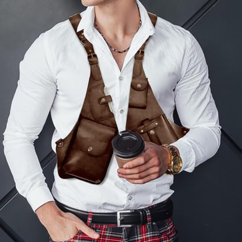 Arnés antirrobo para evitar hurtos con cartera medieval retro de hombro doble ajustable 5