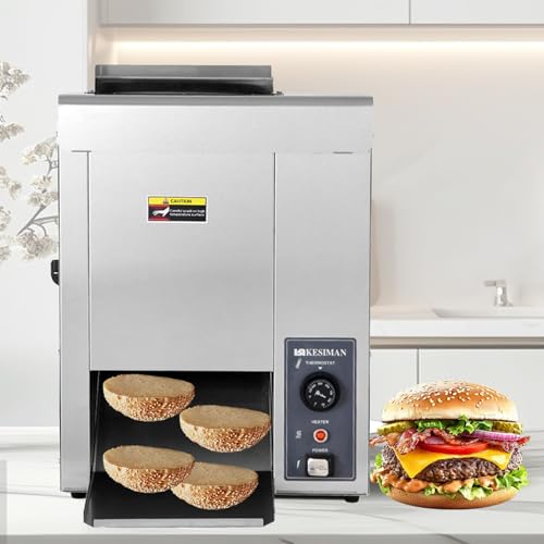 FRANREADER Tostadora De Pan para Hamburguesas, Automática, De Cadena Vertical, De 2000 W, con Transportador Ilimitado para Restaurantes De Comida Rápida, con Grosor De Entrada Ajustable