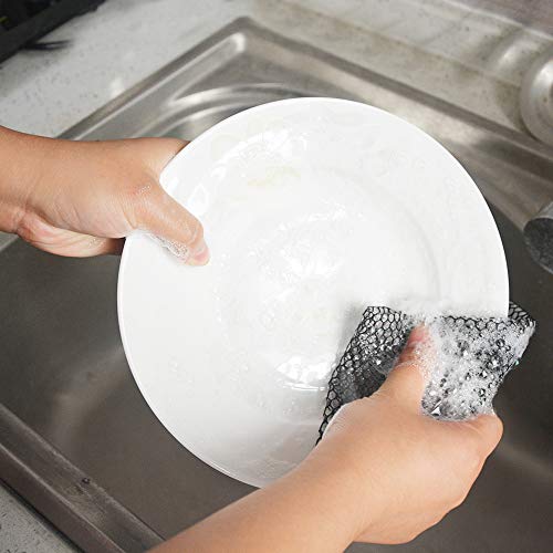 Sunland Netted Dish Cloths For Washing Dishes No Odor Dishes Scrubber For Kitchen-Fast Drying And Easy To Clean Mesh Dishes Cloth 6 Pack 12Inch X12Inch Black #TOP2