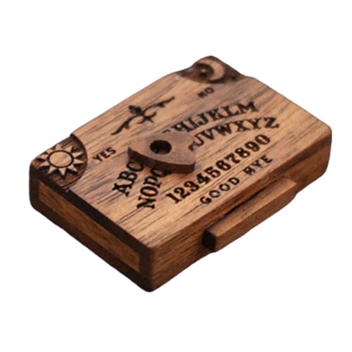 Gvblkq Pizarra pequeña de Ouija, tablero de madera hablando con planchette, tablero de espíritu en miniatura con cajón, tablero en miniatura para familiares y amigos, decoración de tabla ouija,
