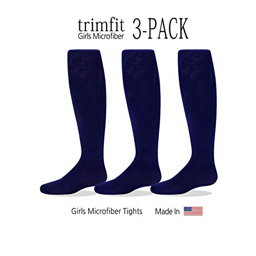 Trimfit Girls Microfiber Tights, Stretchy Footed Kids Dance Leggings, 3 Pack2