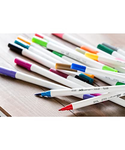 Image of Hello, Artist! Dual Brush Marker Set, 20 Pieces, Brush and Felt Tips, Bright and Vivid Colors