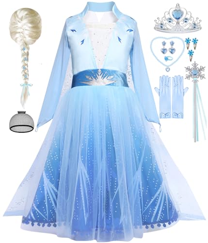 Disfraz completo de princesa azul para niñas miniatura 1