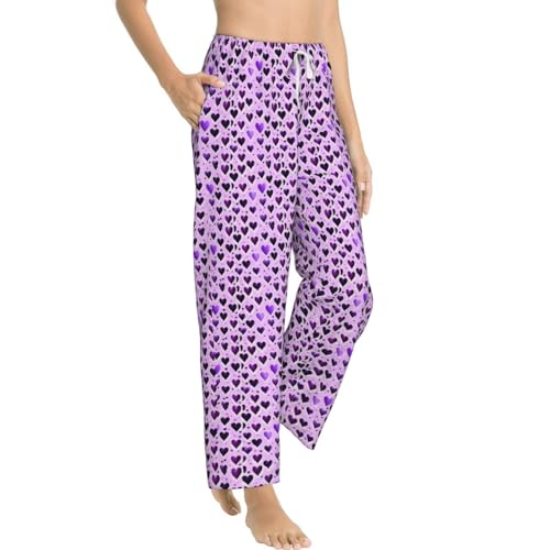 Pantalon de pyjama violet à cœurs le cadeau cocooning idéal