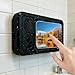 Wall Mount Shower Phone Holder Waterproof,Bathroom Accessories,Waterproof Phone Case,Shower Phones Holder with Wireless BT Speaker,480° Rotation,Suction Cup Bathroom Case Mount Shelf (Black)