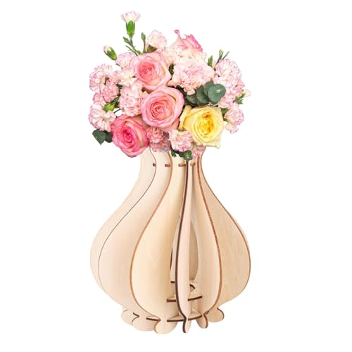 Design creativo unico: i nostri vasi per una rosa sono realizzati in legno accuratamente intagliato, con una struttura unica, aspetto color legno, semplice e alla moda, creando un'atmosfera alla moda per la tua casa