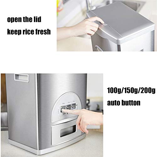 Tyoo Stainless Steel Rice Container Food Dispenser Organization Storage Automatic Rice Dispenser (Color : A, Size : 25Kg/55.0Lb) #TOP3