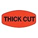 Thick Cut Labels Fluorescent Red Grabber Grocery Store Labels Black Imprint - 1 3/8