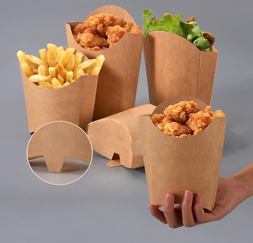 50 Piezas Caja de Papas Fritas,Cajas de Palomitas Cartón,Vaso de Papel para Helado,Tazas de Papel de Pastel,para Galletas,papas Fritas, Nuggets de Pollo, bolsas de gofres de burbujas