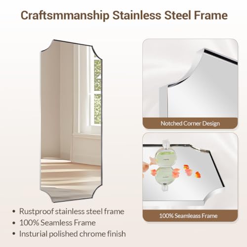 Image of MIRRORART Chrome Bathroom Mirrors for Over Sinks, 24x48'' Silver Mirrors