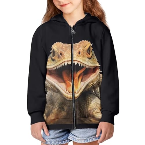 HUIACONG Novelty Zip Up Hoodie for Boys 10-12 Bearded Dragon Lizards Hoodies Sweatshirts Kids Long Sleeve Shirt Fall Jacket Girls Hooded Pullover Athletic Clothes Tops4