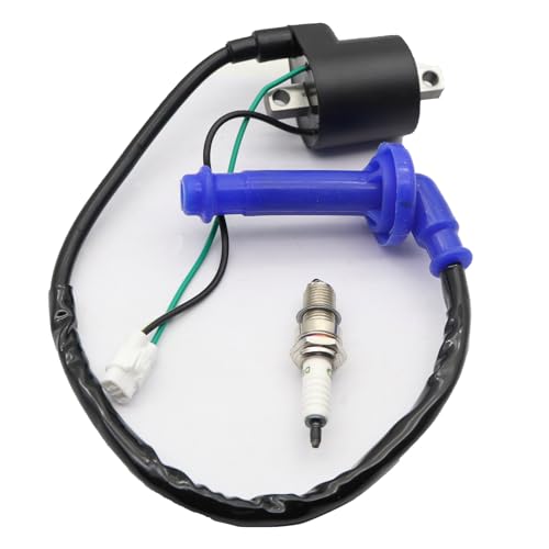 Image of SecosAutoparts Ignition Coil Pack & Spark Plug Cap Compatible with Suzuki Quadracer 450 LTR450 2006-2009 RMZ 450 RM-Z450 L0 L1 K8 K9 2005-2012# 33410-45G00 33510-35G00 33410-35G10 33510-28H00