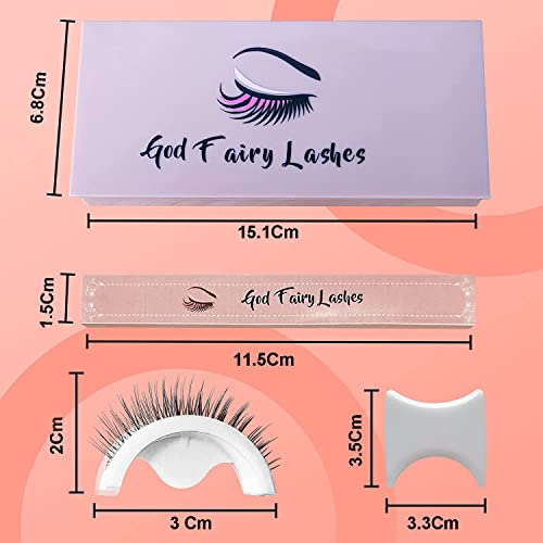 𝐆𝐨𝐝 𝐅𝐚𝐢𝐫𝐲 𝐋𝐚𝐬𝐡𝐞𝐬 Reusable Self Adhesive Eyelashes 3 Pairs In 1 Pack With Mascara, False Eyelashes,Natural Look Easy To Apply, Waterproof False Eyelashes #TOP1