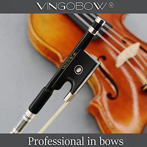Textured Carbon Fiber Violin Bow 4/4 Size Vingobow 110V Advanced Level Parisian Eyes Ebony Frog 4 4 Full Fine Siberian Horse Hair Sweet Tone Straight Stick Smooth Screw For Professional Player #TOP5