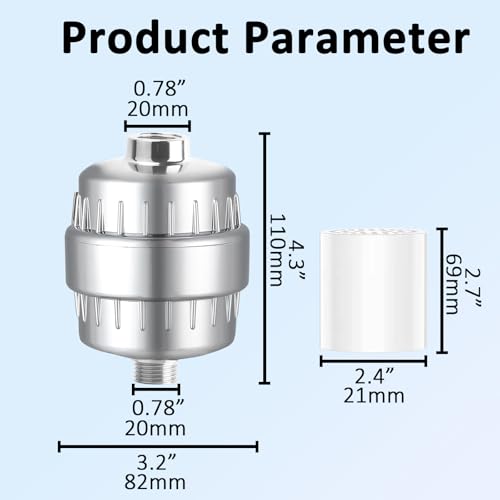 BAISHUN 34 Stufen Duschfilter Für Hartes Wasser, Wasserfilter Dusche mit 2 Austauschbaren Kartuschen, Mehrstufen-Filterpatrone zur Entfernung von Chlor, Schwermetalle und Andere Ablagerungen