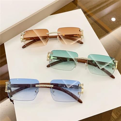 Vintage Rimless Diamond Sunglasses Women Crystal Rhinestone Sun Glasses for Female4