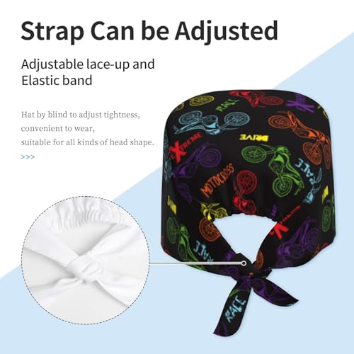Image of Working Cap Scrub Cap with Sweatband Adjustable Unisex Women Tie Back Hat Nurse Surgical Caps