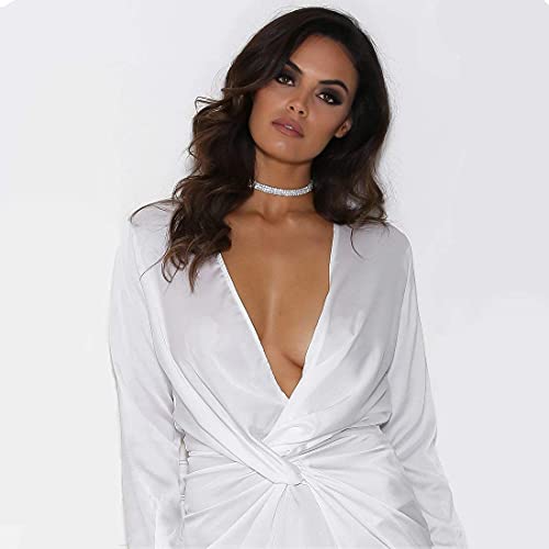 3 Pack Bridal Rhinestone Crystal Statement Choker Necklace Link Bracelet And Teardrop Dangle Earrings Jewelry Set Gifts Fit With Wedding Dress Party #TOP1