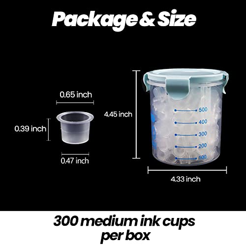 Tattoo Ink Cups,Inartato 300Pcs Ink Caps For Tattooing Permanent Makeup Container Tattoo Supplies And Equipment, Tattoo Accessories Kit (Medium-300Pcs With Box) #TOP1