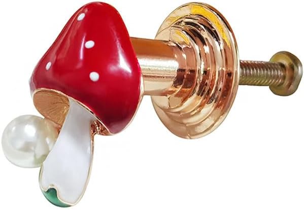 Mushroom Cabinet Knobs, Funky Drawer Knobs, 4PCS Zinc Alloy Single Hole Mushroom Shaped Pull Handle Knob for Dresser Drawer Cabinet Closet Pull Door Decorative Knob