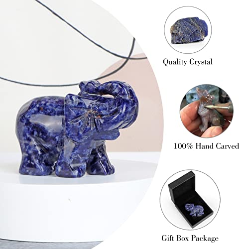 Smq Sodalite Crystal Elephant Statue,Hand Carved Healing Crystal Gemstone Blue Elephant Animal Figurine Crafts Gifts Decor For Home Office Desk #TOP4