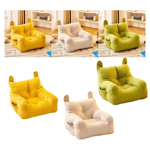 Image of Kids Bean Bag Chair Soft Cartoon Cute Floor Chair for Bedroom Dorm Apartment Yellow|Kids Bean Bag Chair Soft Latex Children Sofa Seat Reading Recliner Chair for Bedroom Playroom