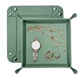 UnionBasic Small Valet Tray, Jewelry Tray for Rings Watches Earrings, Entryway Catchall Caddy for Coins Keys Change, Nightstand Bedside Valet Holder, Trays for Electronic Gadgets, Malachite Green