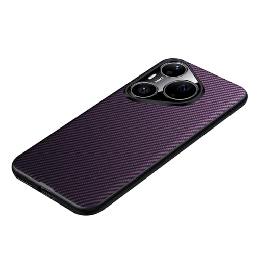 Coque Huawei Pura 90 Pro Max en cuir luxe et carbone 600D violet antichoc