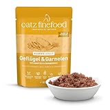 catz finefood N° 17 Geflügel & Garnele Feinkost Katzenfutter nass, verfeinert mit Karotte & Cranberry, 16 x 85g Beutel