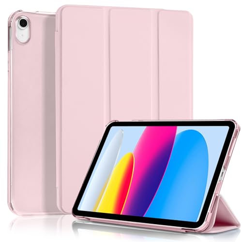 4UBonLife Coque pour iPad A16 11ème Génération 11 Pouces 2025, iPad 10ème Génération 10,9 Pouces 2022, Légère et Fine Étui Housse de Protection, Coque en PC Dur Arrière Translucide Givré, Rose