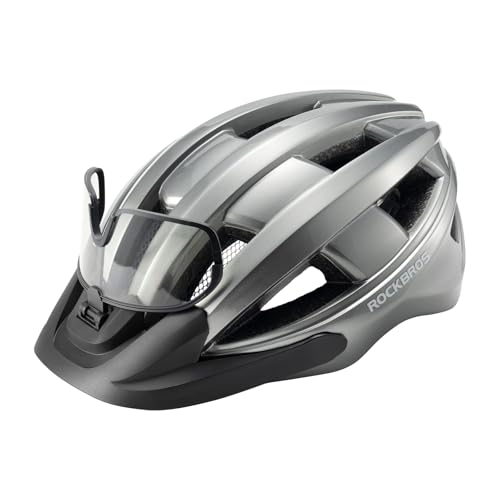 ROCKBROS Fahrradhelm mit Visier Integrierter Radhelm für Straßen- und Mountainbikes Sicherheitshelm für Männer und Frauen 55-61cm
