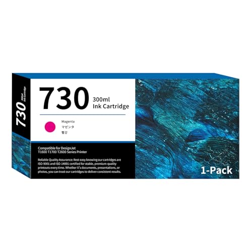 Cartuchos de tinta 730 de 300 ml, color magenta P2V69A, repuesto para cartucho de tinta HP 730 para impresora DesignJet T1600, T1700, T2600, 1 paquete