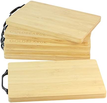 Wooden Serving Boards - Set of 6 Black Handle Bamboo Chopping Boards