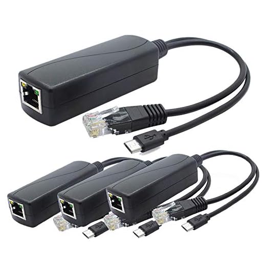Aboiled Confezione da 4 splitter PoE da 5 V, adattatore da 48 V a 5 V, 2,4 A, con connettore micro USB, per fotocamera IP, tablet, per e altro ancora